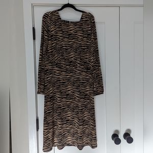 loft Midi length animal print long sleeve dress